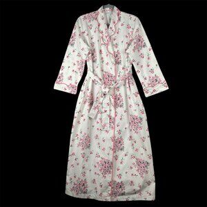 D Porthault Paris Jacqui Violettes Pink Women's Long Robe Tie Closure Luxury